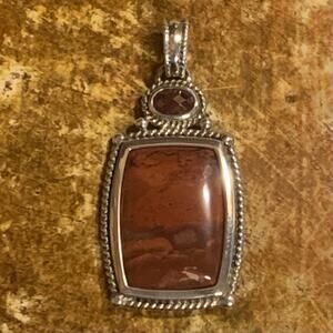 Sterling Silver, Red Jasper and Garnet Pendant by Whitney Kelly